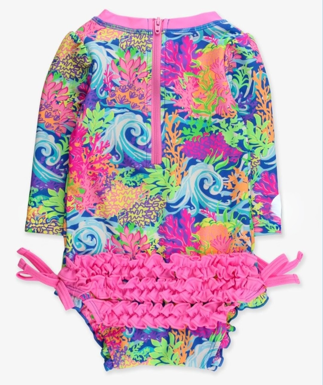 Neon Ocean Coral Rashguard Swimsuit