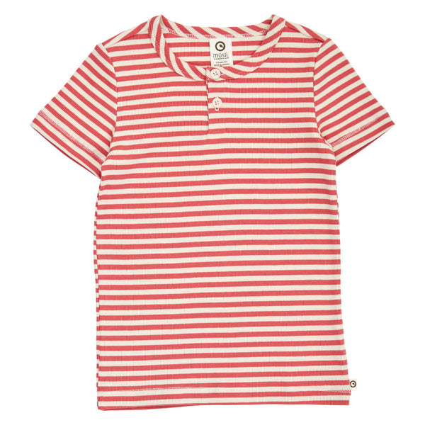 Red Rib Stripe Tee Shirt