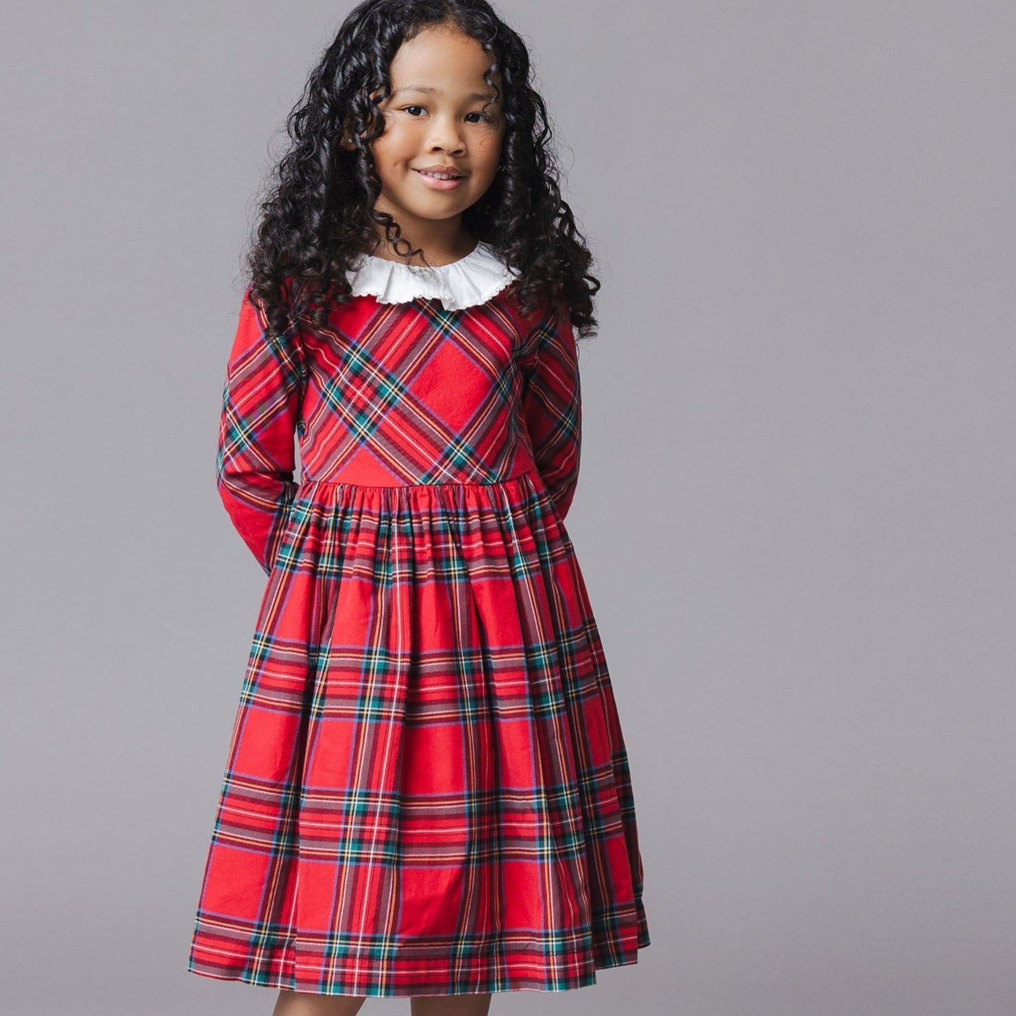 Organic Holiday Dress with Ruffle Collar