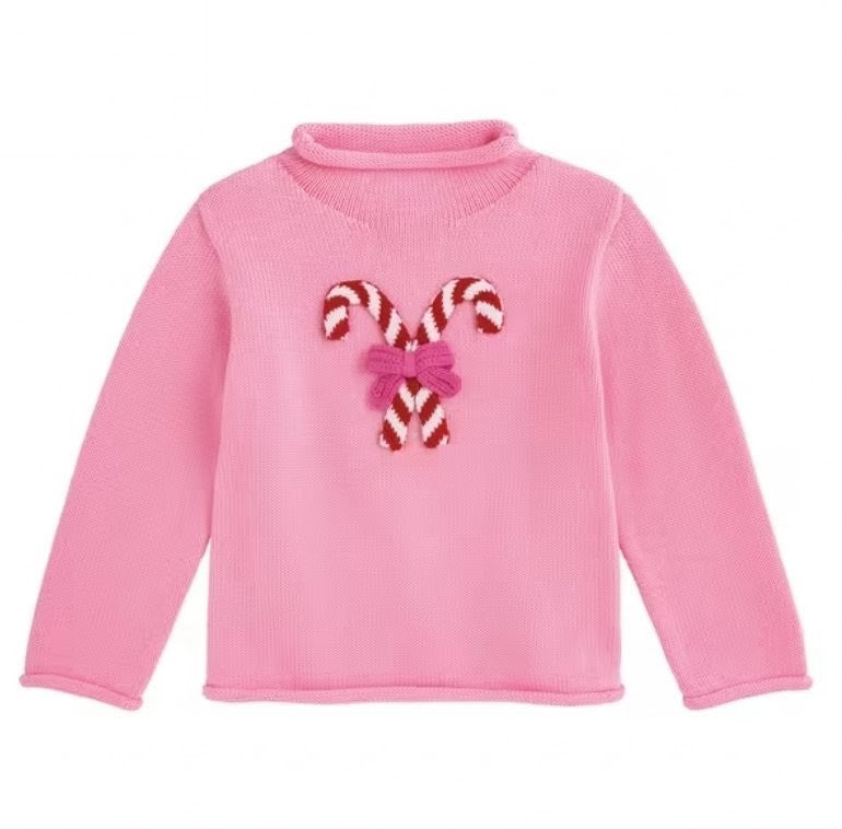 Pink Candy Cane Rollneck Sweater