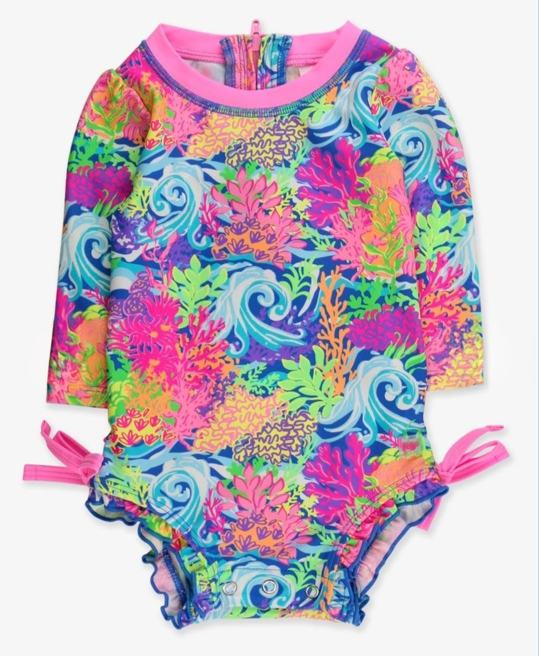 Neon Ocean Coral Rashguard Swimsuit