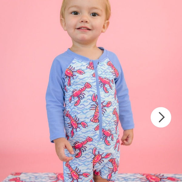 Blue Lobster Lagoon One Piece Rashguard