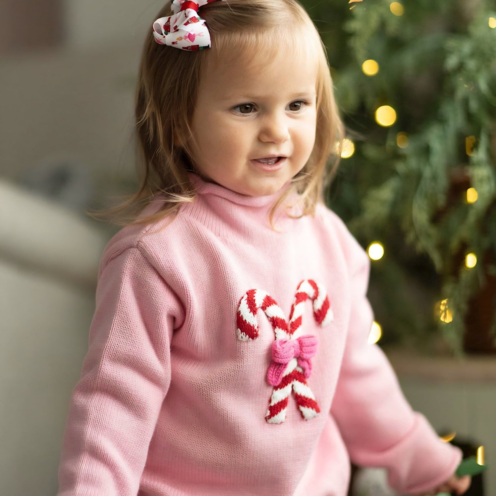 Pink Candy Cane Rollneck Sweater