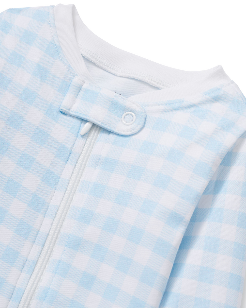 Light Blue Gingham Pima Romper