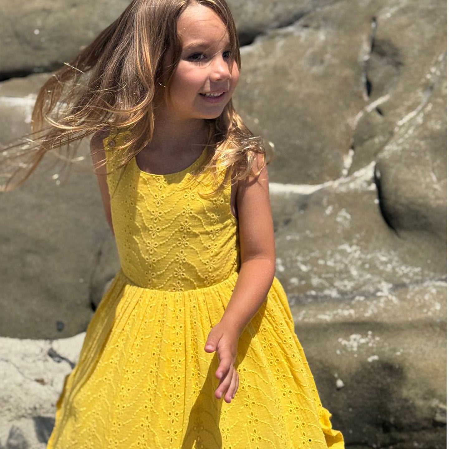 Yellow Eyelet Dress