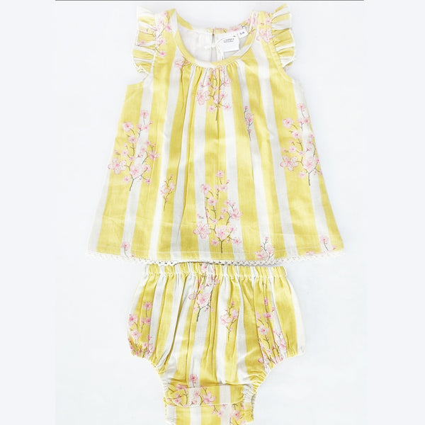 Stripe and Floral Ruffle Top Dress and Bloomer