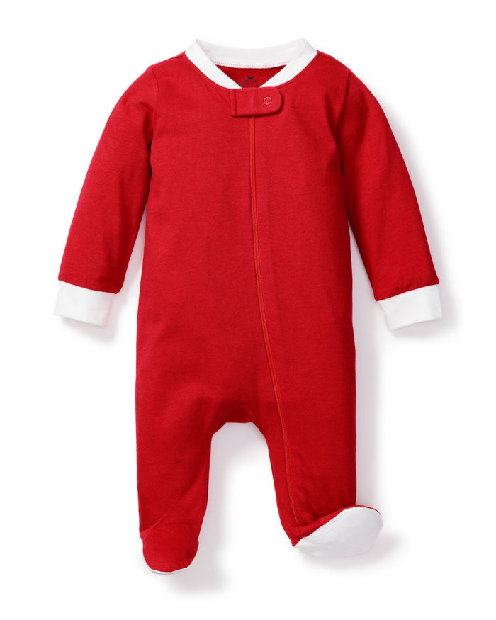 Organic Cotton Red Footie with White Trim