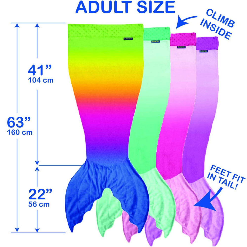 Mermaid Tail Blanket for Adults and Teens -Rainbow Ombre Design