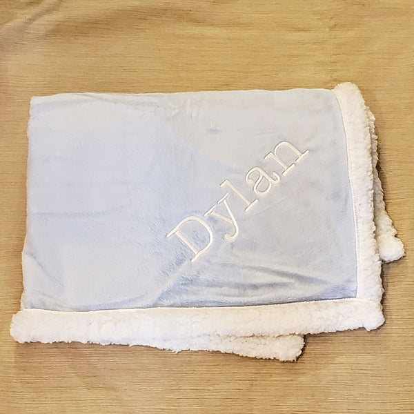 Personalized Blue Chamois Blanket