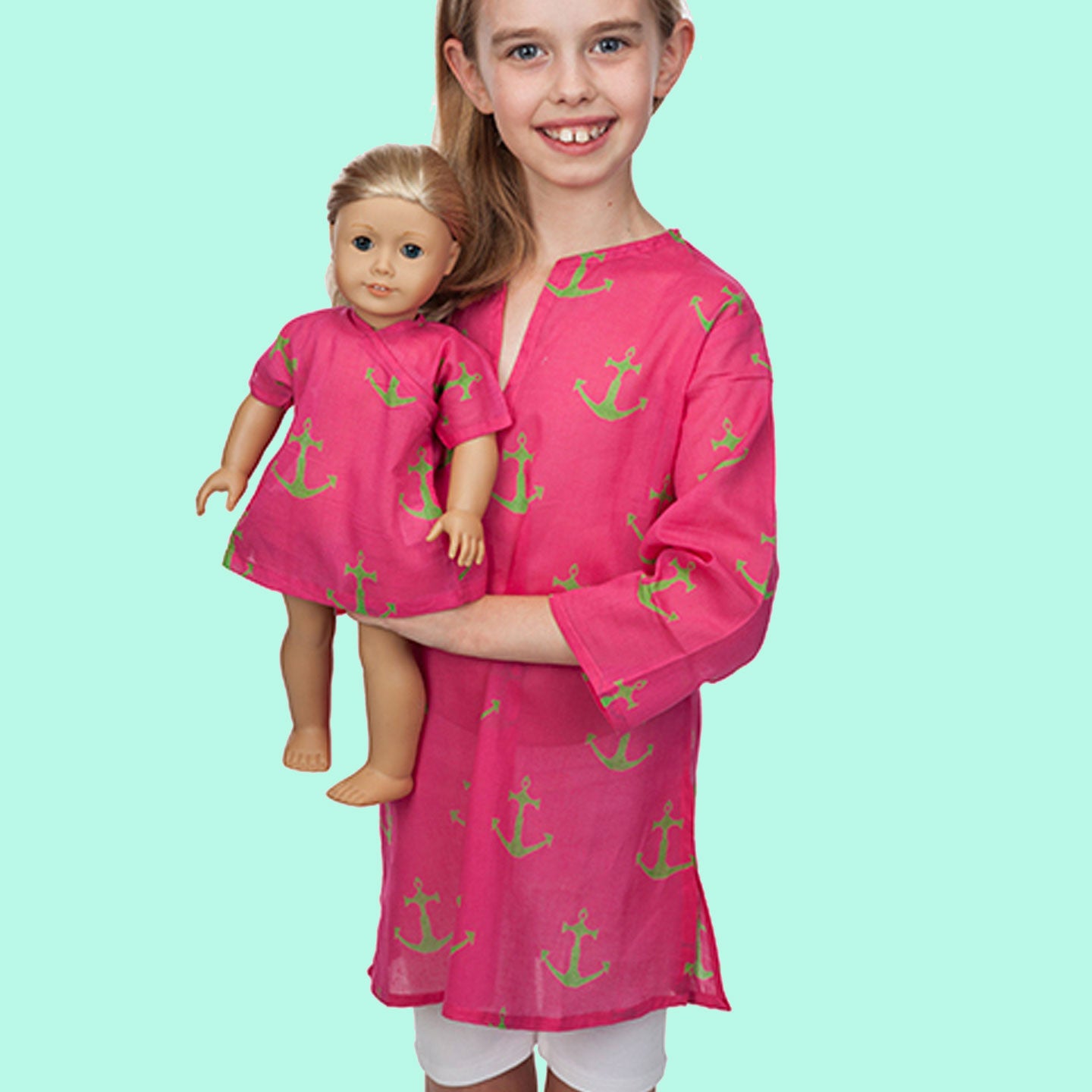 Hot Pink Anchor Girl and Doll Tunic