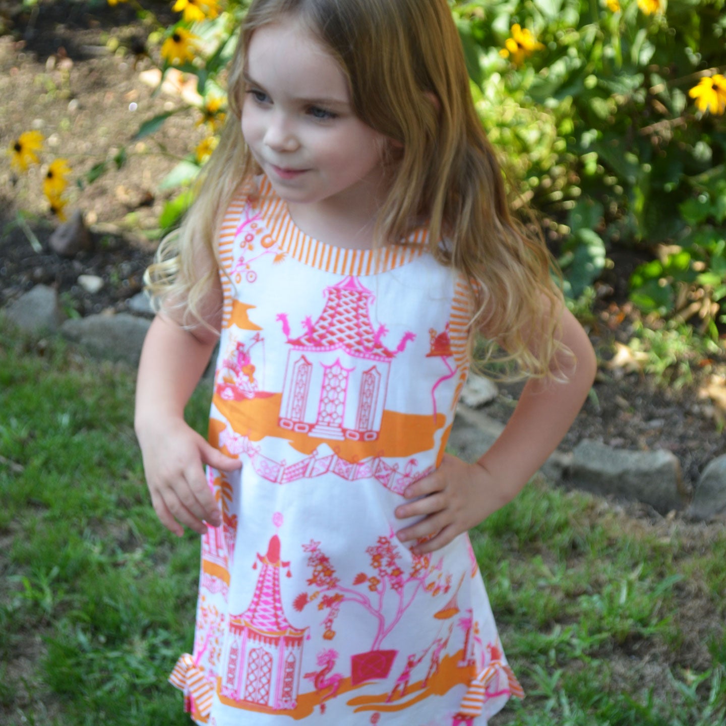 Orange & Pink Pagoda Dress