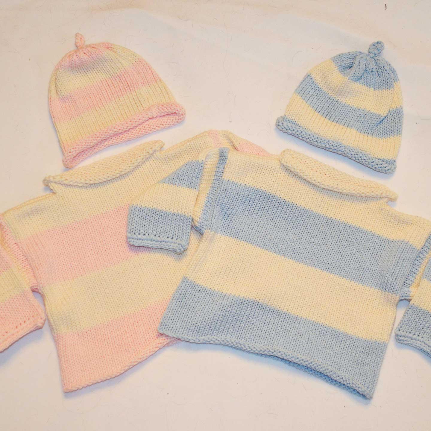 Stripe Rollneck Sweater & Hat Set