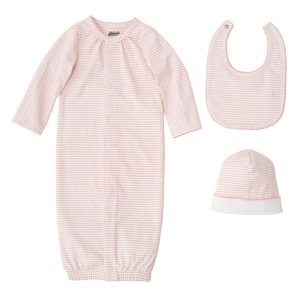 Pink Baby Sleep Gown, Bib and Cap Hat