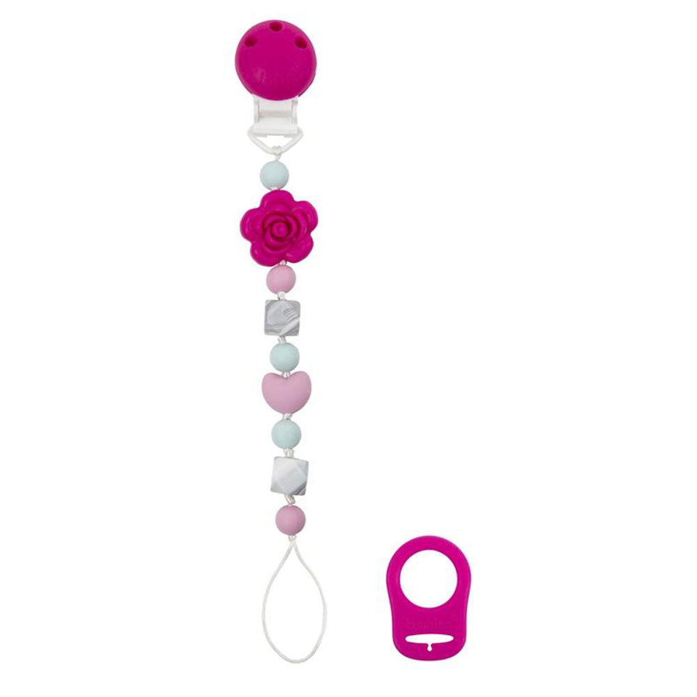 Pink Silibeads Pacifier Clip