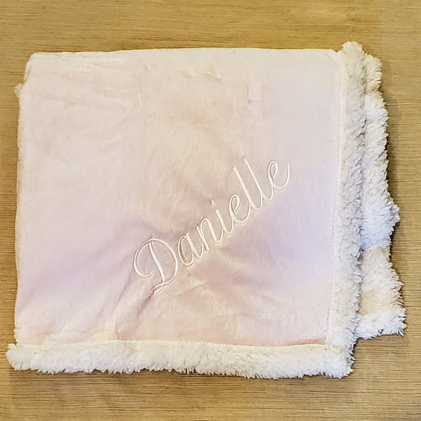 Personalized Pink Chamois Blanket