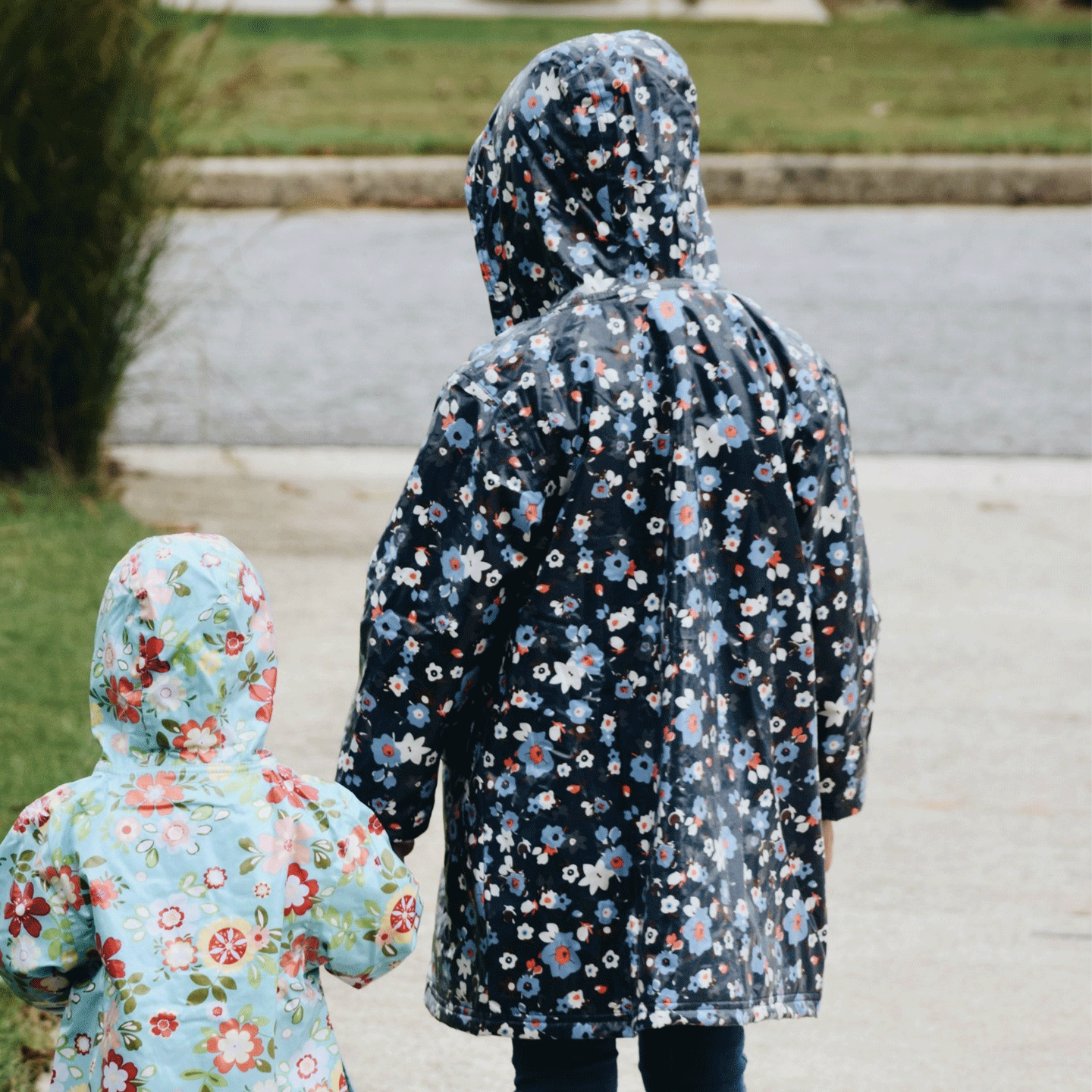 Navy Flower Raincoat