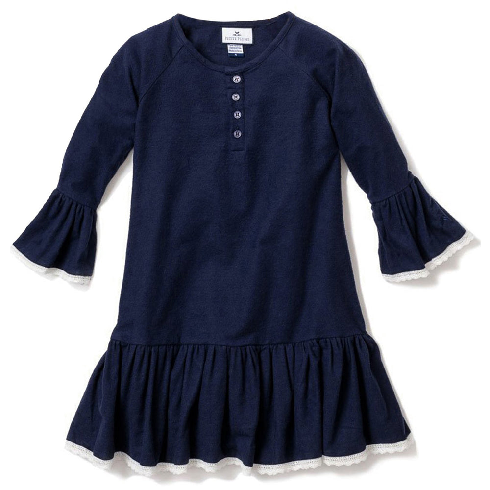 Navy Flannel Arabella Nightgown