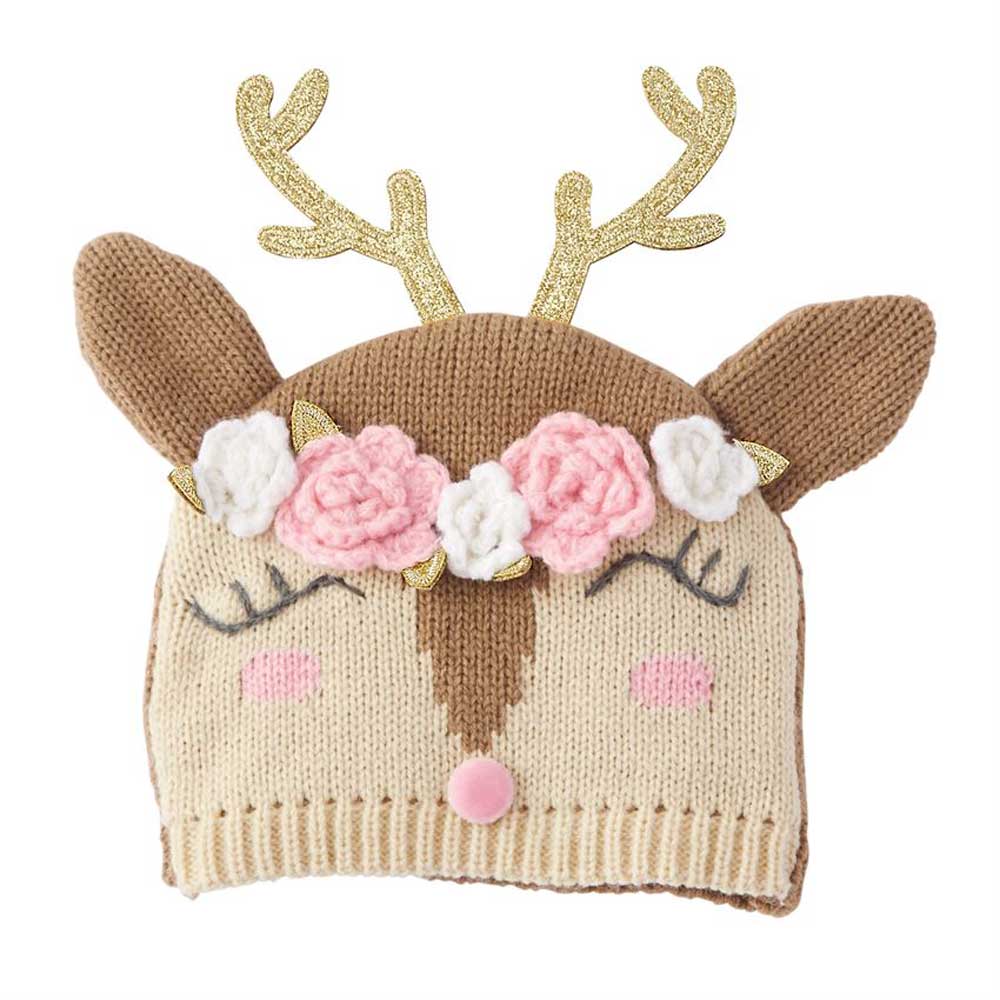 Pink Reindeer Ruffle Cardigan & Hat
