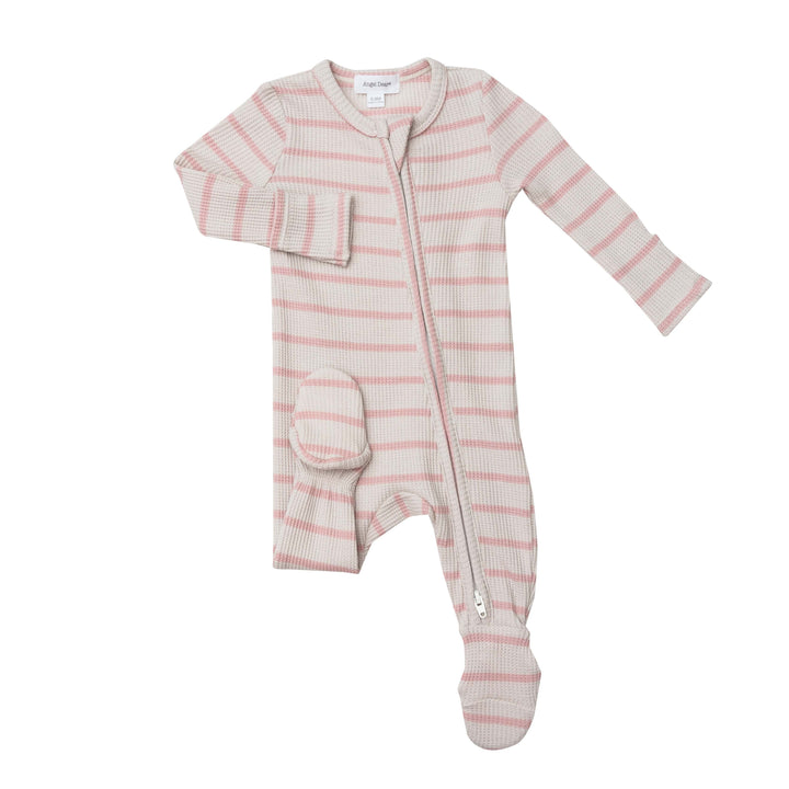 Pink French Stripe Thermal Zip Footie